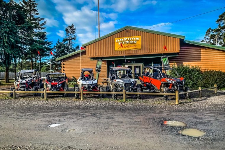 ATVs out front of the Oregon Dunes Motorsports building