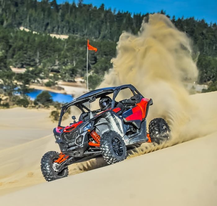 Oregon guest riding in a RZR