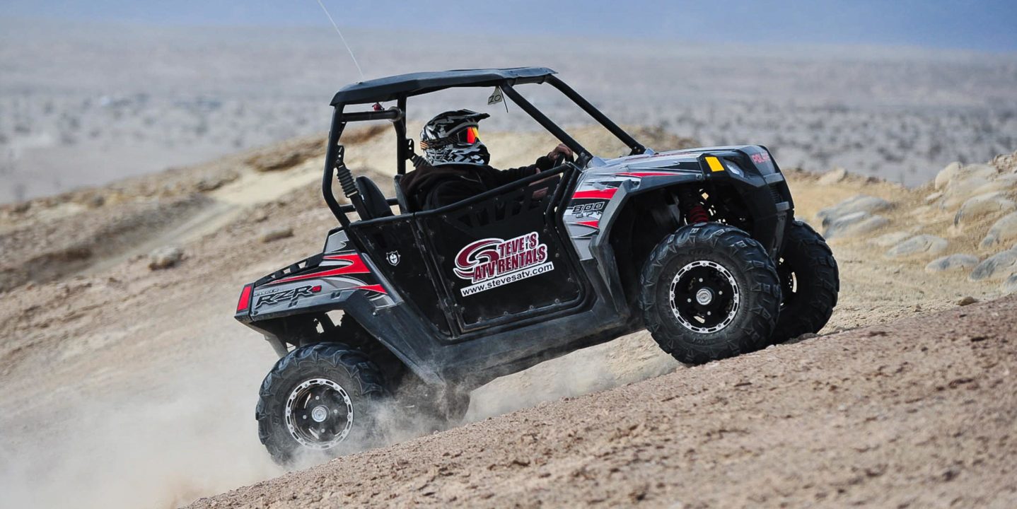 Guest riding uphill on a Polaris RZR 800-2 at Palm Springs