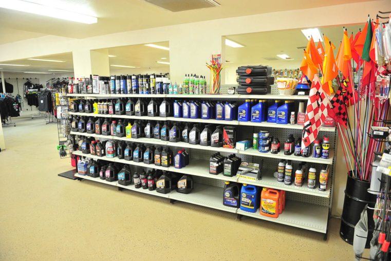 Bottles of oil at the Salton City Offroad service and parts center